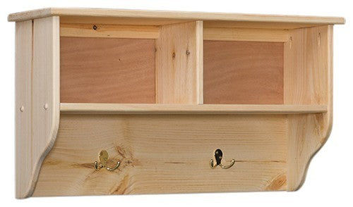 [32 Inch] Amish Double Cubby Wall Shelf