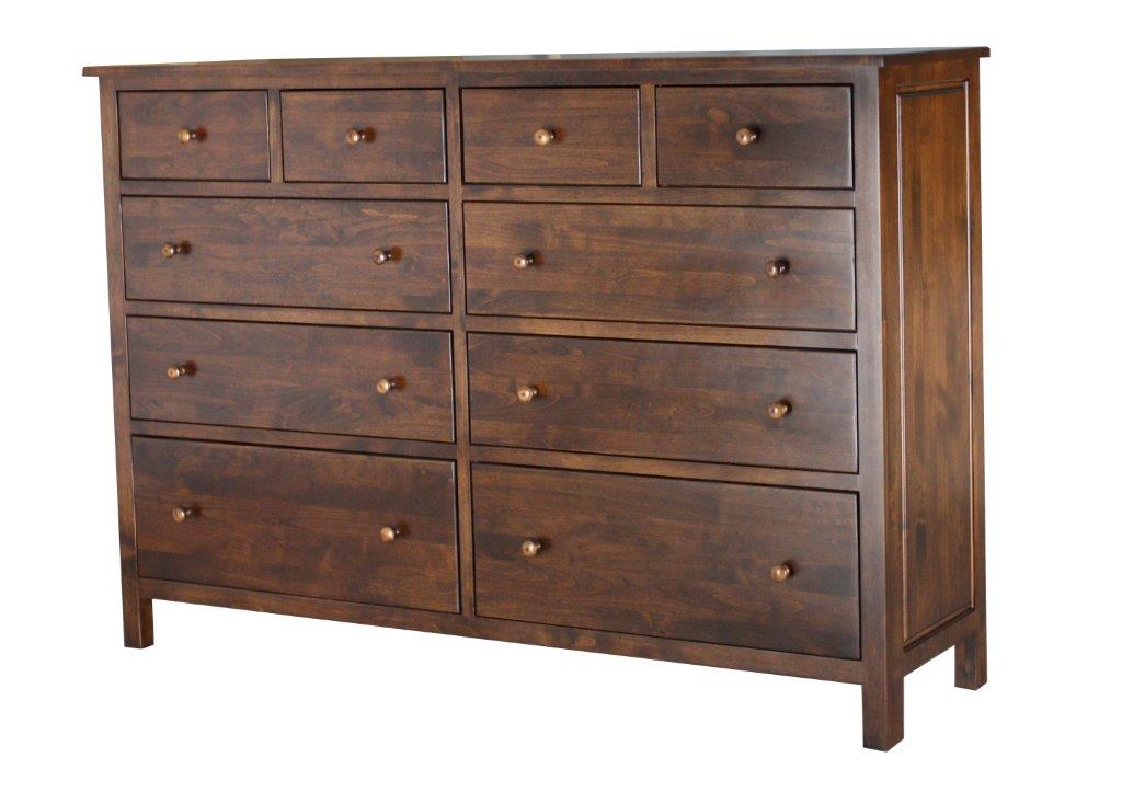 [62 Inch] Alder Heritage 10 Drawer Dresser - shown in Brown Mahogany finish