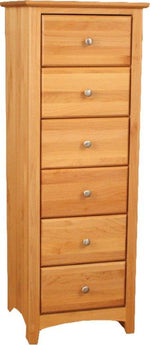 [19 Inch] Alder Shaker 6 Drawer Lingerie Chest - shown in Honey finish with Brushed Nickel knobs