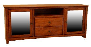[61 Inch] Alder Shaker TV Console - shown in Antique Cherry finish and Antique Bronze knobs